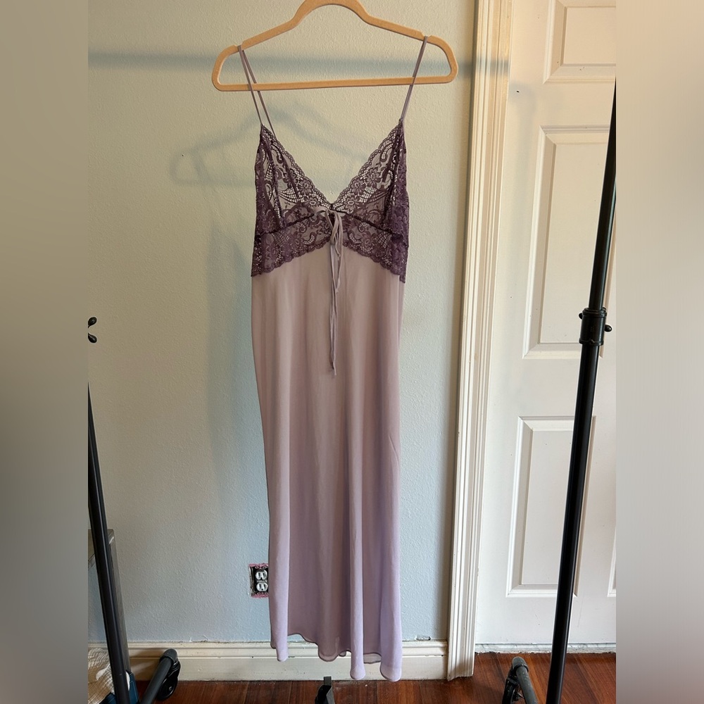 Sheer Purple lace maxi slip dress